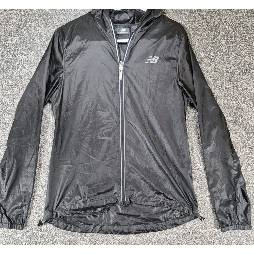 New Balance Packable Windbreaker Women's Small Black Lightweight Running Hooded